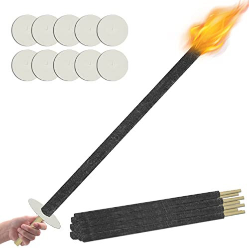 UISEBRT Lot de 50 torches en cire naturelle avec protection pour les mains, poignée extra long, Durée de la Combustion 100 minutes, pour enfants, randonnée, jardin