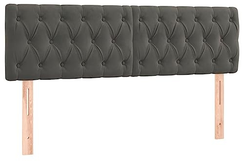 vidaXL LED Kopfteil Dunkelgrau 160x7x78/88 cm Samt