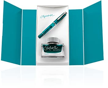 Pelikan Füllfederhalter M205 Apatit Feder B mit passendem Edelstahlink 50ml Geschenkbox