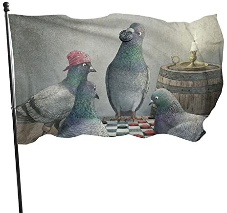 Garten Flagge Tauben Spielen Dame Lustige Taube Dekorative Fahnen Verblassen Beständig Dekoratives Banner Lustige Außenbanner, Für Bauernhaus, Partys