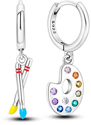 Parmuz 925 Sterling Silber Star Dangle Hoop Ohrringe für Frauen klobiger Drop -Hoop -Ohrringe Lebensbaum für immer Ohrring -Set Mode Schmuck Geschenk