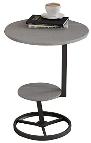 KITCISSL 2-lagige Nachtkästchen Modern Beistelltisch Rund, Beistelltisch Rund Outdoor Wohnzimmer Living Style Stylischer Nachtschrank Ecktisch Nachttische für Balkon Terrasse Büro (Color : Black B)