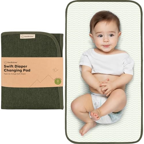 Tragbares Wickelunterlage für Unterwegs - Wickelunterlage Waschbar - Faltbar Baby Wickelauflage Wasserdicht - Kleines, Leicht Wickelunterlagen für Baby (Dark Olive)