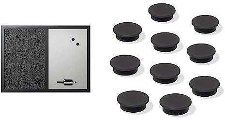 Bi-Office Kombitafel Black Shadow, Pinnwand und Whiteboard & SIGEL MU196 Magnete für Whiteboard, Magnettafel, Kühlschrankmagnet, schwarz, Ø 25 mm, 10 Stück