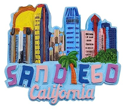 San Diego California 3D USA Kühlschrankmagnet Souvenir Geschenk, Kunstharz, handgefertigt, San Diego Kühlschrankmagnet, Heim- und Küchendekorationskollektion