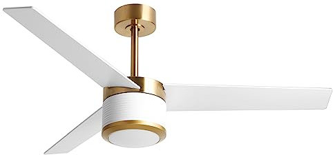 reiga Lampadario a ventola da soffitto bianco con luce e telecomando, 132 cm, 3 pale, per soggiorno, camera da letto, modalità inverno-estate, timer, Wifi