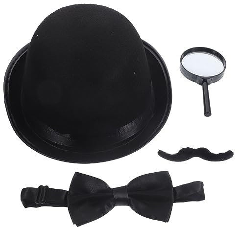 ifundom Detektiv Satz Kinder Leichtes Rollenspiel Requisiten Detektivhut Schnurrbart Fliege Lupe Halloween Kostüm Zubehör Für Party Und Cosplay