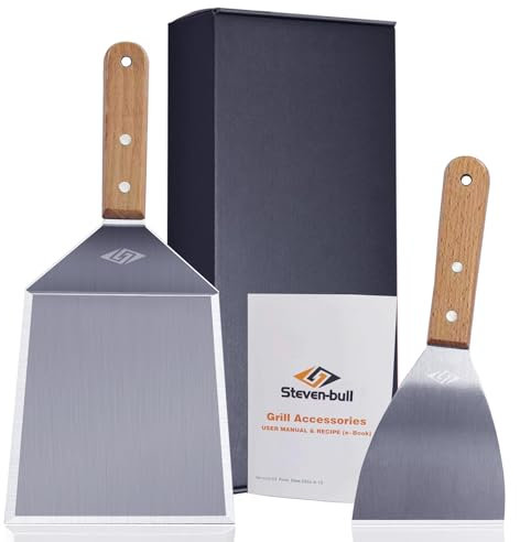 STEVEN-BULL S Pfannenwender Edelstahl für Smash Burger, Grillspachtel for Grillen, Plancha Spachtel, Grill Geschenke für Männer