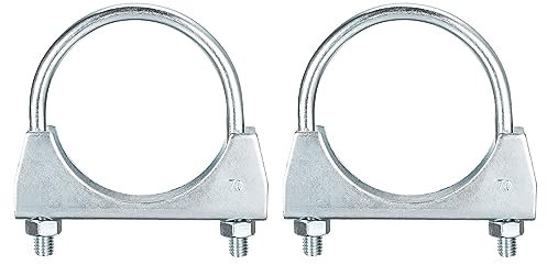 sourcing map Muffler U-Bolt Clamps for 70mm(2-3/4) Diameter Exhaust Tail Pipe, 2pcs Exhaust U Clamp Saddle Type U-Bolt Clamps