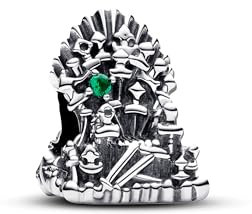 PANDORA X Game of Thrones Der Eiserne Thron Charm aus Sterlin Silber mit künstlichem Kristall in Grün, Kompatibel Moments Armbändern, 792965C01