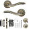 Decoranddecor Solace Antique Brass Internal Door Handles – Aluminium Handle Sets with Bathroom Lock and Turn Release – Elegant and Durable Design for Modern Interior Doors
