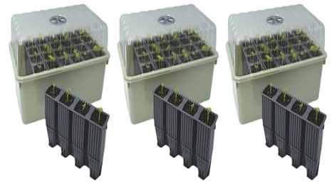 Garland 28 Cell Deep-Root Success Kit – 12 cm Deep Root Trainer Seed Tray & Ventilated Propagator Lid – Split-Cell Design for Beans, Sweet Peas, Vegetables & Cuttings, Recycled UK Plastic Set of 3