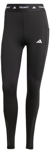 adidas Women's TECHFIT Stash Pocket Full Length Leggings, Black, XL
