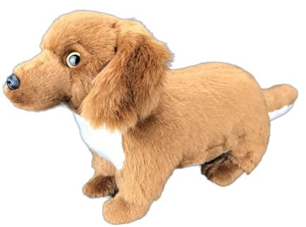 lilizzhoumax Hund Dackel Dachshund Plüschtier 33cm/13”, Simuliertes Tier Hund Plüschtier Kawaii Hund Kuscheltier Realistische Hund Plüsch Spielzeug für Wilde Tiere, Geschenk für Freunde und Kinder