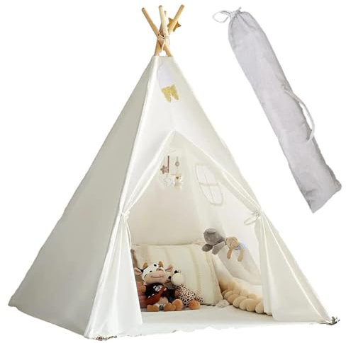 Lifemaison Tipi Zelt Kinder,Spielzelt Tippi Kinderzelt Kinderzimmer Teepee Indianerzelt Outdoor Indoor,Kindertipi Spielzelt Polyester 120x120x130cm,Waschbar Spielhaus für Kinderzimmer Dekor