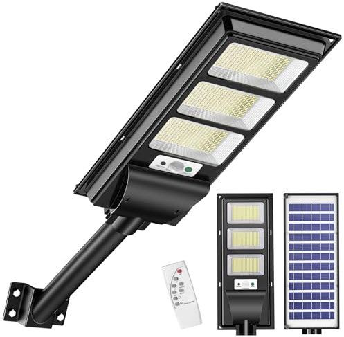 Bellanny 300W Solar Straßenlaternen 840LED Solarlampe mit Bewegungsmelder Sensor, 6500K Wandleuchten mit Fernbedienung - IP65 Wasserdichte Straßenlampe Außen Wegeleuchte für Garten Garage Hof