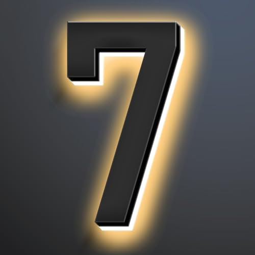 6 Inch Illuminated House Numbers, Backlit LED Home Address Signs, LED Address Lights for Outside, Light Up Number Sign for Outdoor, 7