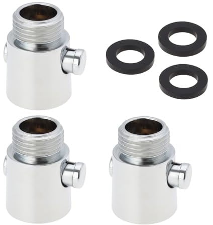 EMSea 3PCS G1/2 Duschkopf Absperrventil Knopftyp Duschdurchflussregelventil für Handbrause Reduziert Den Wasserverbrauch Universelles Ersatzteil Silber