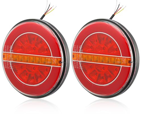 SPARKMOTO 2 x PKW Anhänger Rückleuchten Led Rund, Tauchboot LKW Anhänger Beleuchtung Rückleuchte, Rückleuchten Traktor Led Runde 12V 24V Universal