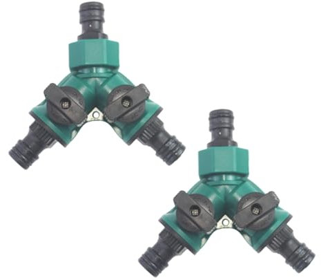 LAWALEISHE 2Pcs 2 Way Hose Pipe Connector,Garden Hose Y-Splitter Connection with Individual On/Off Valves,Garden Water Pipe Connectors for Irrigation Garden,Quick Hose End Connector.
