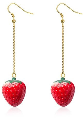 Erdbeerohrringe, Rote Erdbeer Ohrringe, Erdbeer Ohrstecker, Erdbeer Ohrringe für Damen, Erdbeer ohrringe kinder, Erdbeere Süße Ohrringe, Schmuck Geschenke für Mädchen und Frauen (B)