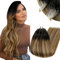 RUNATURE Extensions Microring Echthaar 50cm Balayage Schwarz Ombre Braun und Blond Echthaar Extensions Micro Menschliches Haar 50 Strands 50g Micro Extensions Echthaar #1B/4/27