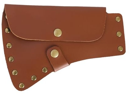 Short Style Leather Hatchet Cover with Belt Clip, Durable Leather Axe Sheath Metal Snap Closure,Hatchet Tool Holster for Garden Protector Camp Outdoor Worker Gift (Dark Brown)