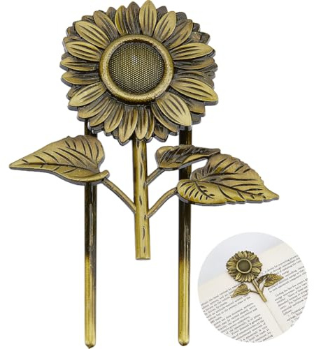 CRASPIRE Pinces à Livres Vintage Tournesol Métal Bronze Antique Marque Page Libérez Vos Mains Page Ouverte Support pour Journaux Livres Cadeau D'Anniversaire Idéal pour les Amoureux des Livres
