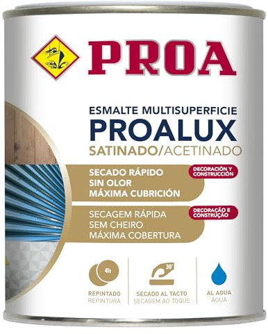 PROALUX Esmalte al agua Multiadherente. Gris Perla. 250 ML. Multisuperficie. SATINADO. PROA.