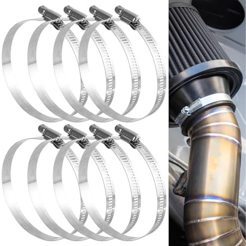 8 PCS Hose Pipe Clips 72-95mm Hose Clamps Adjustable Jubilee Clips Pipe Clamps Metal for Securing Hoses or Pipes 304 Stainless Steel Pipe Clips for Flexible Exhaust Hose Pipe