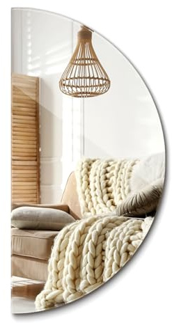 Espejo Media Luna 40x80 Pared | Diseño sin Marco semicircular | Reflejo nítido y Elegante | Ideal para Interiores Modernos | Accesorios instalación incluidos