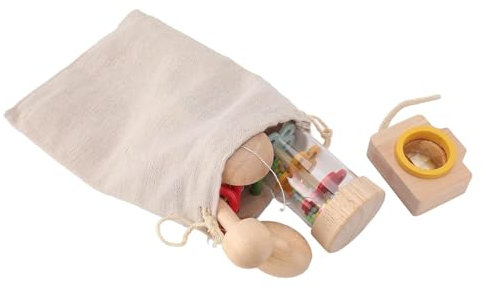 Ensemble de hochets pour enfants de 3-8 ans Bâton de pluie,maracas,kaléidoscope et plus encore d'inspiration Montessori Jouet sensoriel bois naturel pour tout-petits,bords arrondis peinture nonToxique