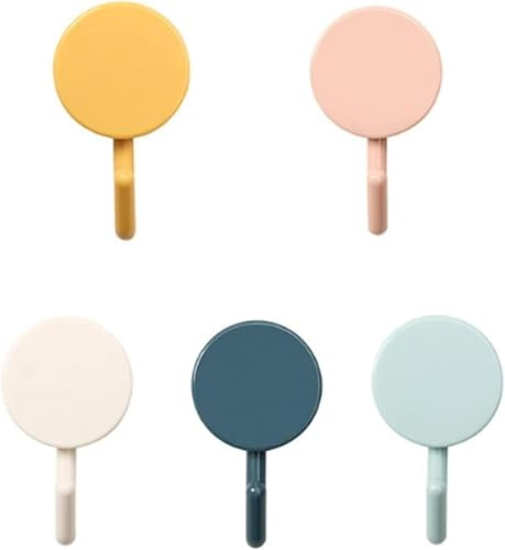 Ymhapp Bunte Haken – selbstklebende Wandhaken, strapazierfähig, niedlich, bunt, Schlüsselhalter, Zuhause, Aufbewahrung, Mehrzweck, 5 Stück