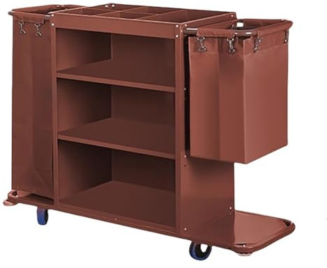 TT-YEC Commercial Rolling Housekeeping Reinigungswagen Mit Trennwänden Und Universalrädern, Hochleistungsmetall Commercial Leinenservice, Reinigungswerkzeug Speicherwagen,B