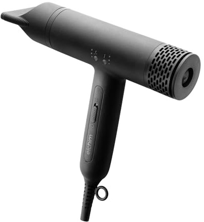 Elchim Anemos Digital Sonic Micro-brushless Black Hair Dryer - Professional Hair Dryer Made in Italy - Lightweight and Silent, Ionic System, 1800W