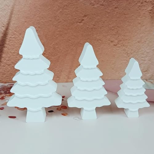 Silikonformen Gießformen Baum, 3 Stück Silikonform Weihnachtsbaum Silikonform Tannenbaum Gips Zum Gießen Gießformen Silikon Weihnachten Silikonformen Gießformen Weihnachten für Kerzen Gips (C)