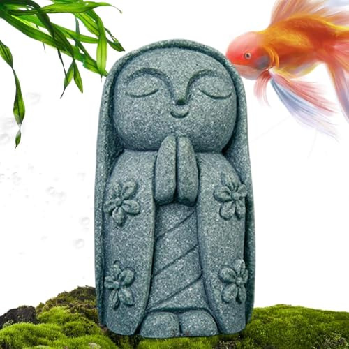 Du Buddha-Garten aus Stein – Friedliche Mönchsstatue, dekorative Zenfigur | Skulptur der Ruhe mit ruhigem Design, Inspirationszone für ruhige Momente im Innenbereich