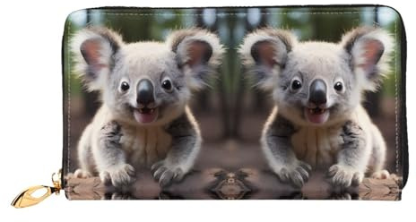 TYUMH Niedliche lange Clutch aus Koala-Leder mit 12 Kartenfächern und 3 vollen Taschen für Bargeld, entworfen für modische Frauen.