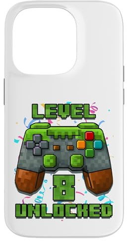 8th Birthday 8 Year Old Birthday Boy Gamer Pixel Number Case for iPhone 14 Pro