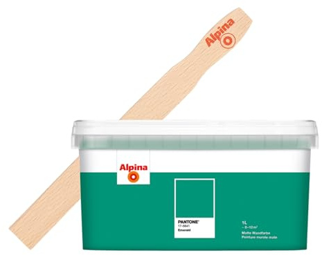 Alpina PANTONE Emerald – Wandfarbe – inkl. gratis Rührholz – 1 Liter
