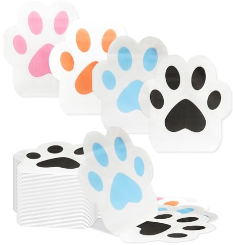 Kotkiddy 40 STK Hund Geburtstag Servietten Vier Farbige Pfoten Prints Baby Shower Junge Mädchen Hunde Themenparty Tischdeko Einweg Papierservietten