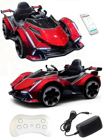 12V Kids Electric Ride On Car, Kids Electric Remote Control Car, LED Lights, Horn, MP3 Music, 4 X Motors, Suspension, USB, EVA Wheels, Bluetooth, Leather Seat