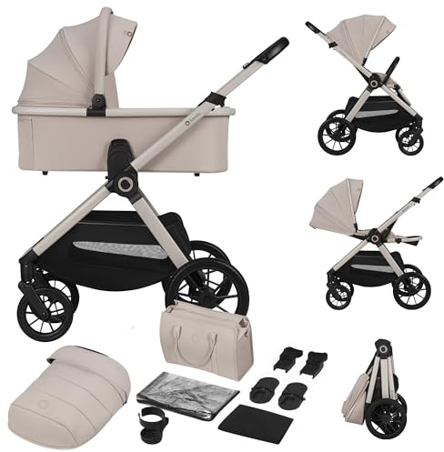 LIONELO LAYLA 2 in 1 Kombikinderwagen Kinderwagen 0-48 Monate bis 22 kg | Babywanne bis 9 kg, Rückenlehne und Fußstütze Verstellbar, AiryDots, 360° Schwenkbare PU-Räder, Vollständige Federung