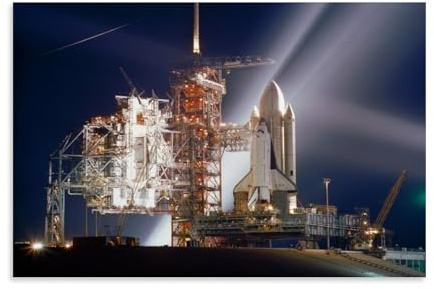 NASA Space Shuttle Nachtstart-Poster, dekorativer Maldruck, Bild, Leinwand, Wandkunst, Schlafzimmer, Büro, Wohnzimmer, Dekoration, 40 x 60 cm