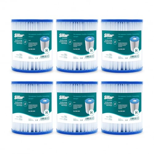 Sillar Cartuccia filtrante Compatibile con Filtro Intex Type H, Filtro per Piscina Type Tipo H #29008, 6X