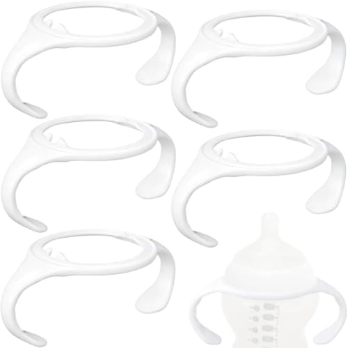Baby Bottle Handles Holder for Tommee Tippee, Ergonomic Non Slip Grip Replacement Tomee Holder for Newborn Bottles Accessories Part，5 PCS (White)