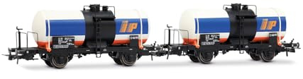 Rivarossi HR6709 FS, paquete de 2 vagones cisterna de 2 ejes IP, tanque grande, sin cabina de frenador, ep. IV Vagones de ferrocarril