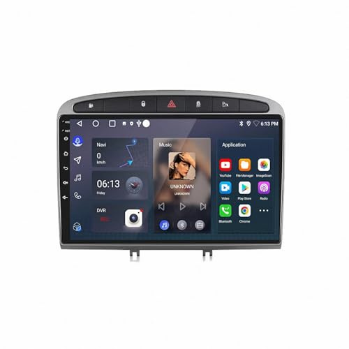 Autoradio Radio Macchina per Peugeot RCZ 308 SW 2007-2015 408 2012-2020 9 Inches Android 15 Bluetooth Schermo Macchina Fm Am Bluetooth Usb Per, 8 Core 6G+128G