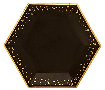 Neviti 773161 Glitz and Glamour Paper Plates, Black/Gold, Large