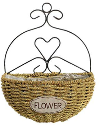 Hängender Blumentopf Rattan Wandtopf Hängetopf Wand Pflanztopf Weidenkorb Übertopf Pflanzgefäße Kaktus Sukkulenten Topf für Draußen Zaun Balkon Garten Deko